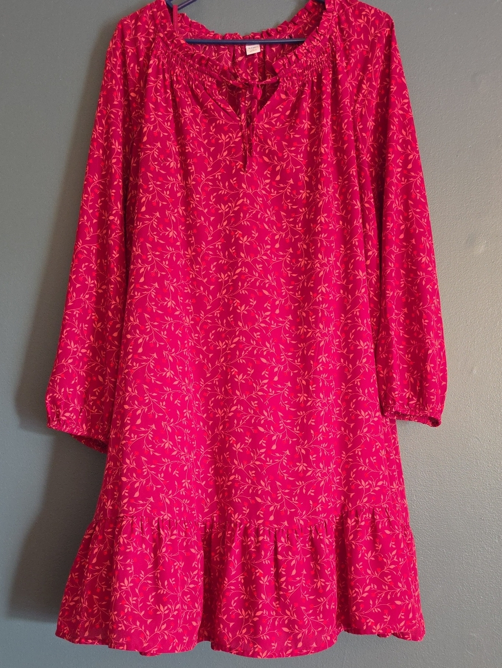 Womens' Burgendy Floral Peasant Dress